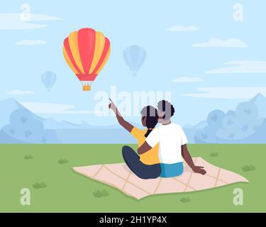 Beobachten Luftballons flache Farbe Vektor Illustration Stock Vektor