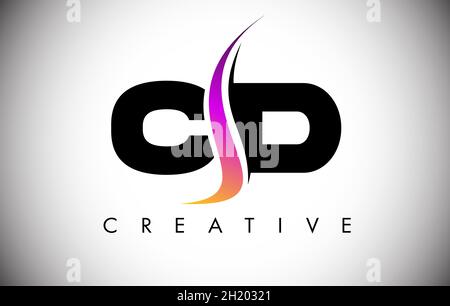 CD Letter Logo Design mit kreativem Shoosh und moderner Vektordarstellung. CD Letter Icon Logo mit gebogener Form in der Mitte Stock Vektor