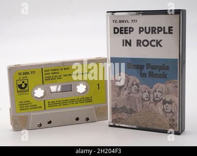 Deep Purple In Rock. Originalversion der Kassette vom Juni 1970, Harvest TC-SHVL 777. EMI-Kassettenformat im frühen Stil Stockfoto