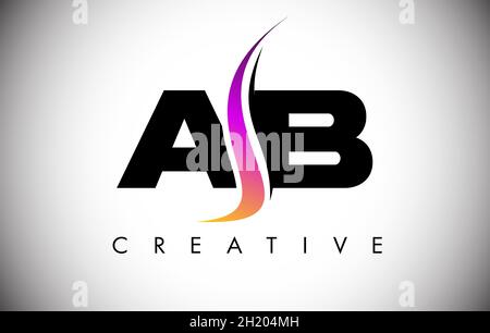 Ab Letter Logo Design mit kreativem Shoosh und modernem Look Vektor-Illustration. Ab Letter Icon Logo mit gebogener Form in der Mitte Stock Vektor