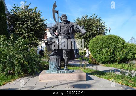 KASHIRA, RUSSLAND - 18. SEPTEMBER 2021: Denkmal für den schütze von Kashira an einem sonnigen Septembertag Stockfoto