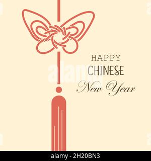 Frohes Chinesisches Neues Jahr. Der chinesische Knoten ist ein Wunsch von Viel Glück. Chinesisches Neujahrselement-Design. Stock Vektor