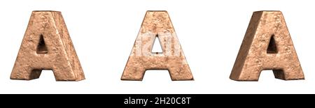 Buchstabe A aus Kupferbuchstaben Alphabet Sammlung Set. Isoliert. 3D-Rendering Stockfoto