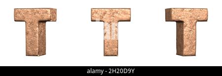 Buchstabe T aus Kupfer Buchstaben Alphabet Sammlung Set. Isoliert. 3D-Rendering Stockfoto