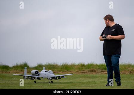 Fairchild Republic A-10 Warthog Funkkontrollmodell Jet im Basingstoke Model Aero Club, Basingstoke, Großbritannien Stockfoto