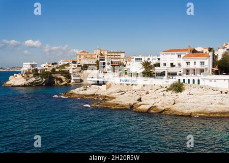 Marseille, Frankreich; 30. März 2011: Küste des katalanischen Dorfes. Stockfoto