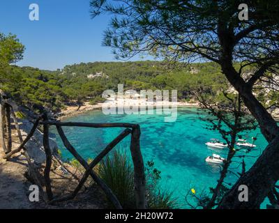 Gesamtansicht von Cala Macarella, Menorca Stockfoto