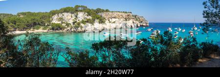 Panorama von Cala Macarella, Menorca Stockfoto