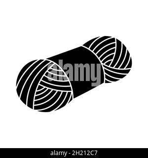 Symbolvektor für Garnspule auf weißem Hintergrund. Garn-Logo für handgefertigte Handwerker. Einfaches schwarz-weißes Schild. Gestricktes Häkelemblem. Handgemachte Wolle s Stock Vektor