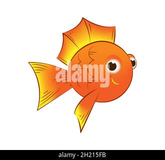 Aquarium Goldfisch in Cartoon-farbenfroh Stil. Vektorgrafik isoliert, weißer Hintergrund. Stock Vektor