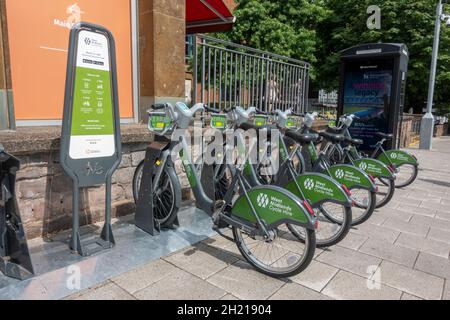 Ein Fahrradverleiher für die West Midlands in Coventry, West Midlands, Großbritannien. Stockfoto