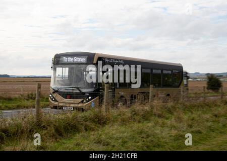 Ein Blick auf einen Stonehenge Shuttle Bus am 17. Oktober 2021. Kredit: Lewis Mitchell Stockfoto