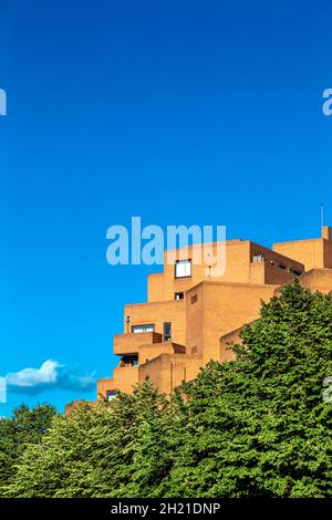 80er Jahre Architektur Freihandel Wharf in Wapping, London, UK Stockfoto