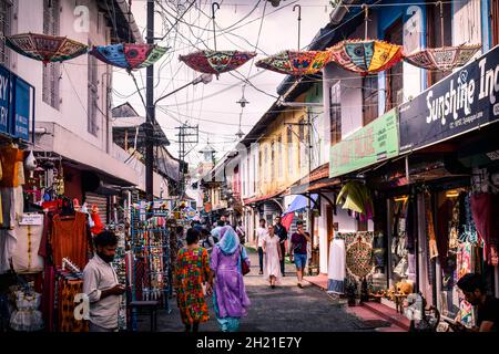 Jewtown Streetmarket, Mattancherry, Kochi, Kerala, Indien Stockfoto