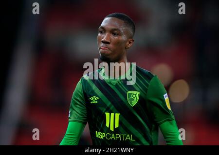 Stoke on Trent, Großbritannien. Oktober 2021. Jaidon Anthony #32 von Bournemouth in Stoke-on-Trent, Vereinigtes Königreich am 10/19/2021. (Foto von Conor Molloy/News Images/Sipa USA) Quelle: SIPA USA/Alamy Live News Stockfoto