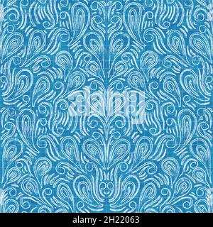 Nahtloses Blaumuster in leuchtendem Blau für Textil und Druck Stockfoto