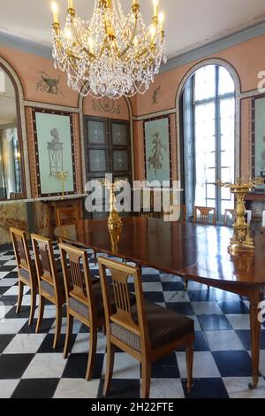 Speisesaal im Chateau de Malmaison in Frankreich Stockfoto