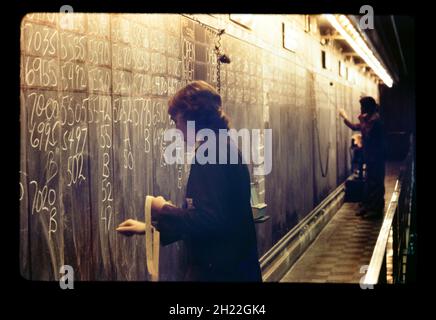 Schwarzes Brett beim Chicago Board of Trade. Gegründet 1848, ist sie die älteste Futures- und Optionsbörse der Welt. 10-17-1978. Stockfoto