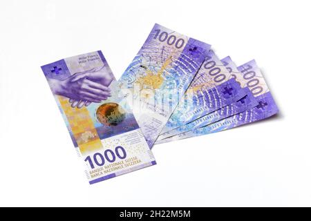 Neue Banknoten der Schweiz, 1000 Franken, Serie 9, Schweiz Stockfoto