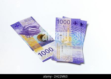 Neue Banknoten der Schweiz, 1000 Franken, Serie 9, Schweiz Stockfoto