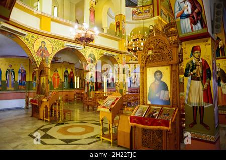 Innenraum, Orthodoxe Auferstehungskathedrale, Korca, Korca, Albanien Stockfoto