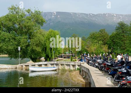 Motorrad, Harley Davidson, Sveti Naum, Ohridsee, Mazedonien Stockfoto