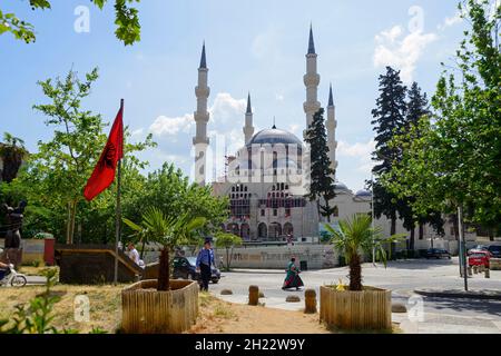 Große Moschee, Stadtzentrum, Tirana, Große Moschee, Namazgja Moschee, Xhamia e Madhe e Tiranes, Albanien Stockfoto