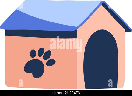 hundehütte, Vektorzeichnung. Handgezeichnetes Hundehaus. Isoliert auf weißem Hintergrund Stock Vektor