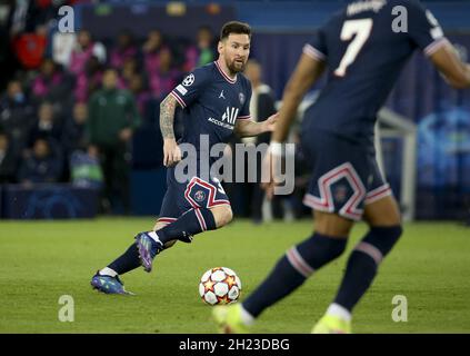 Paris, Frankreich, 19. Oktober 2021, Lionel Messi vom PSG während der UEFA Champions League Group Ein Fußballspiel zwischen Paris Saint-Germain (PSG) und RB Leipzig am 19. Oktober 2021 im Stadion Parc des Princes in Paris, Frankreich - Foto: Jean Catuffe/DPPI/LiveMedia Stockfoto