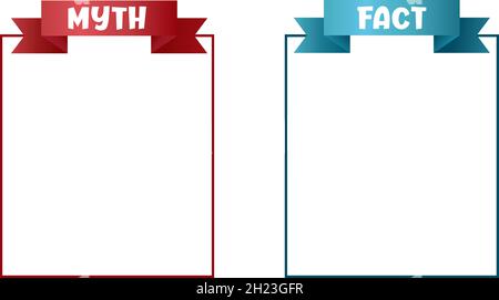 Mythen und Fakten zeichnen sich aus. Myths vs Facts Header-Design mit Rahmen für Text. Banner mit wahren oder falschen Fakten. Stock Vektor