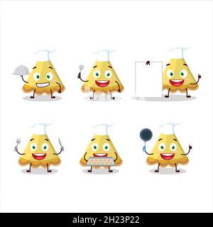 Cartoon-Charakter der Scheibe Zitronentarte mit verschiedenen Chef-Emoticons. Vektorgrafik Stock Vektor