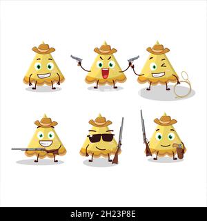 Coole Cowboy Scheibe Zitrone Tart Cartoon-Figur mit einem niedlichen Hut. Vektorgrafik Stock Vektor