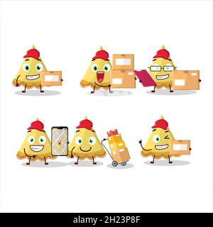 Cartoon Charakter Design von Scheibe Zitronentarte Arbeit als Kurier. Vektorgrafik Stock Vektor