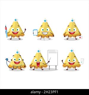 Arzt Beruf Emoticon mit Scheibe Zitrone Tart Cartoon-Figur. Vektorgrafik Stock Vektor