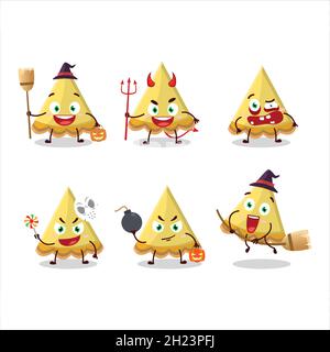 Halloween Ausdruck Emoticons mit Cartoon-Charakter von Scheibe Zitronentarte. Vektorgrafik Stock Vektor