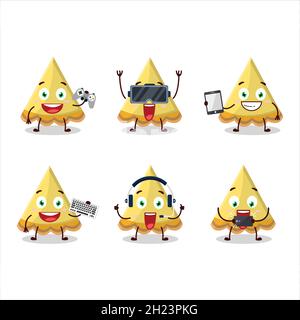 Scheibe Zitrone Tart Cartoon-Figur spielen Spiele mit verschiedenen niedlichen Emoticons. Vektorgrafik Stock Vektor