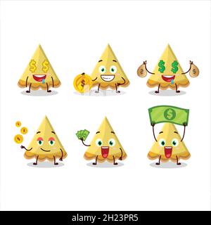 Ein Stück Zitrone herb Cartoon-Figur mit niedlichen Emoticon bringen Geld. Vektorgrafik Stock Vektor