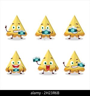 Fotograf Beruf Emoticon mit Scheibe Zitrone Tart Zeichentrickfigur. Vektorgrafik Stock Vektor