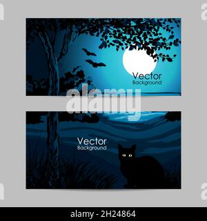 Satz Banner. Happy Halloween Vektorszene Stock Vektor