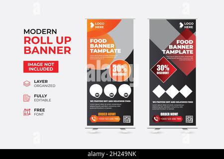 Modernes Restaurant Fast Food Rollup-Webbanner Stock Vektor
