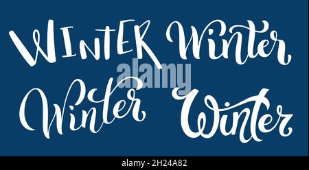 Kalligrafischer Satz handgezeichneter Schriftzüge Winter. Designvorlage. Vektorgrafik. Stock Vektor