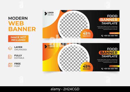Modernes Restaurant Fast Food Rollup-Webbanner Stock Vektor