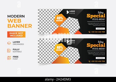 Modernes Restaurant Fast Food Rollup-Webbanner Stock Vektor