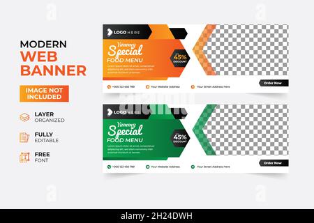 Modernes Restaurant Fast Food Rollup-Webbanner Stock Vektor