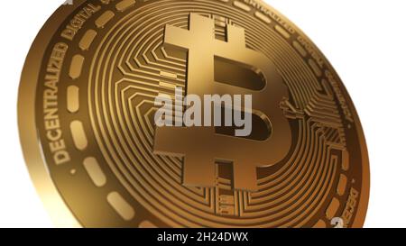3D rotierende Bitcoin BTC Cryptocurrency nahtlose Looping-Animation Stockfoto
