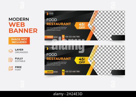 Modernes Restaurant Fast Food Rollup-Webbanner Stock Vektor