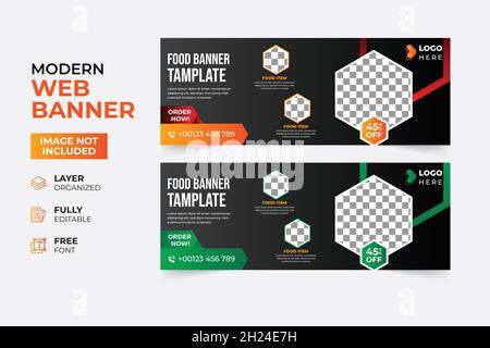 Modernes Restaurant Fast Food Rollup-Webbanner Stock Vektor
