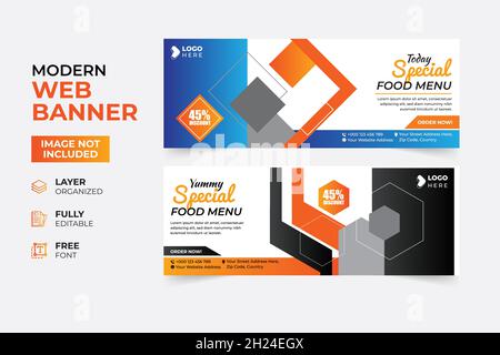 Modernes Kreatives Restaurant Fast Food Roll Up Web-Banner-Vorlage Stock Vektor