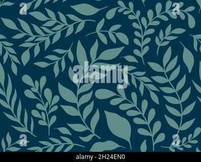 Nahtlose Muster Silhouette Pflanze Zweig.Ornament Design abstrakt botanischen Element Hintergrund. Stock Vektor