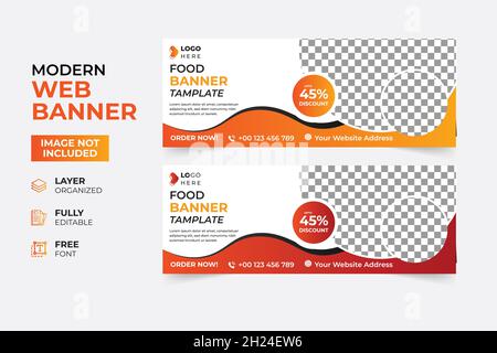 Modernes Restaurant Fast Food Rollup-Webbanner Stock Vektor
